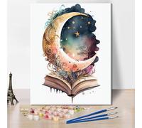 TISHIRON Moon Paint by Numbers for Adults, DIY Acrylic Paint by Numbers Kits on Canvas Fantastic Cloud Mass Book, Painting by Numbers Kit Starry Sky, Acrylic Painting Art Crafts 16"x20"(Frameless)