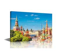 TISHIRON Moscow Canvas Wall Art for Bedroom Living Room Saint Basil's Cathedral Modern Home Decor Church Painting Pictures Office Wall Decor Contemporary House Artwork Frame Ready to Hang, 24x16in