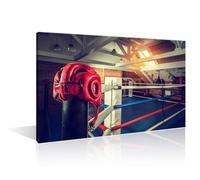 TISHIRON Motivational Boxing Canvas Paintings Wall Art Empty Boxing Ring Artwork Pictures Home Decor 1 Pieces Sports Black and White Wall Art Posters and Prints Framed Ready to Hang (12" Wx18 H)