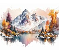 TISHIRON Mountain Paint by Numbers for Adults, Snow on The Peaks Paint by Numbers Kits with 3 Paintbrushes and Acrylic Pigment, 16X20 Inch Frameless Paint by Numbers Kit for Adults Friends Family
