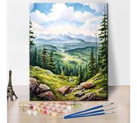 TISHIRON Mountains Paint by Numbers for Adults - Pine Mountain Paint by Number on Canvas Without Frame, 16x20inch DIY Abstract Landscape Oil Painting for Gift Home Wall Decor