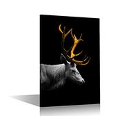 TISHIRON Native American Canvas Wall Art Animal Wild Stag Office Decor 1 Piece Wall Art for Living Room Pictures Yellow Antlers Modern Artwork Canvas Painting Framed Ready to Hang (8" Wx12 H)