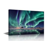 TISHIRON Natural Landscape Canvas Wall Art Wonder Northern Lights Posters Prints Artwork Contemporary Home Decor Stretched Canvas Picture for Living Room Bedroom Home Office Decor 18x12 in