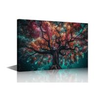 TISHIRON Nature Landscape Wall Science Fiction Art Background Wall Art Old Symbol Tree Branch Paintings 1Panel Canvas Artwork Home Decor for Living Room Giclee Framed Ready to Hang 24x16in