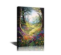 TISHIRON Nature Tree Wall Art for Living Room Spring Landscape Canvas Wall Art Blooming Wood Painting Wildflower Poster for Room 12" Wx18 Hx1 Panel