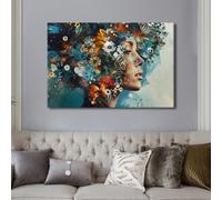 TISHIRON Nature's Beauty Wall Art Canvas Print, 60x90cm, Rectangular, Landscape, Framed, Glossy Finish, Contemporary, Feminine, Nature-Inspired, Living Room Decor