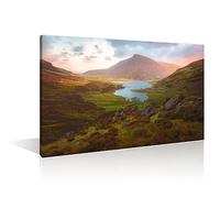 TISHIRON North Wales Canvas Paintings Bedroom Canvas Wall Art 1 Panel Snowdonia National Park Posters and Prints Gyderau Mountains Pictures Modern Home Decor Framed Ready to Hang (16''Wx 24''H)