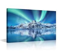 TISHIRON Norway Wall Art for Bedroom Northern Lights Wall Decor Snowy Mountains Framed Canvas Art Pictures House Deocrations for Living Room Office Bathroom Large Wall Art Framed - 16" Wx24 H