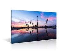 TISHIRON Oil Drill Rig Canvas Painting Modern Prints Concept of Oil Production Art Posters Prints Oil Well Pump Paintings Wall Pictures Living Room Stretched and Framed Ready to Hang 16" Wx24 H
