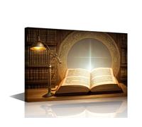 TISHIRON Old Book with Flying Letters and Magic Light Wall Art - 1 Pieces Artwork Ancient Books Pictures Paintings on Canvas Decoration for Office Home Decor Ready to Hang(16" Wx24 H)