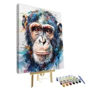 TISHIRON Orangutan Paint by Numbers Abstract Animal Portraits Watercolour DIY Oil Painting for Adults Kids on Canvas Wall Decor with Paintbrushes Acrylic Pigment for Home Living Room Decor16x20Framed