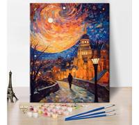 TISHIRON Paint by Number Beautiful City at Night Paint by Number for Adults, Mosaic Paint Style Oil Painting Kit, City Paint by Number Kit with Brushes and Pigment for Home Decor, 16x20 Inch
