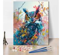 TISHIRON Paint by Number for Adults Abstract Animal Owl Paint Number Kits DIY Painting for Adults Colorful Paint by Numbers 16x20 Inch Paint-by-Numbers Kits Arts Craft for Wall Decor