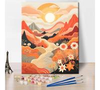 TISHIRON Paint by Number for Adults, Autumn Landscape Paint by Numbers, Adult Paint by Number Kits on Canvas, DIY Paint by Number Kits,Mountains Painting by Numbers Crafts for Adults, 40X50cm