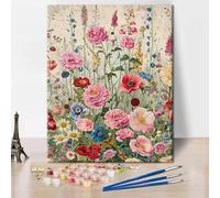 TISHIRON Paint by Number for Adults Canvas, Floral Paint by Number, Wildflowers Paint by Numbers, Colorful Flower Painting by Numbers for Adults DIY Painting Kits Home Wall Decoration, 40X50cm