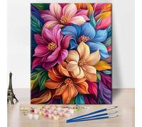 TISHIRON Paint by Number for Adults, Colorful Flowers Paint by Numbers, Painting by Numbers Kits, Abstract Flowers Artwork DIY Oil for Adults Painting Craft Kits for Adult, 40x50cm