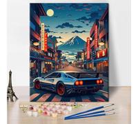 TISHIRON Paint by Number for Adults, DIY Acrylic Painting Kit, Anime Car in The City, 16X20 Inch (Frameless, Non-Foldable)