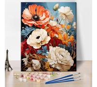TISHIRON Paint by Number for Adults, Lots of Beautiful Wildflowers Paint by Numbers Kit with Brushes and Pigment, Flowers Oil Painting on Canvas for Wall Decoration, 16"x20"(Frameless)