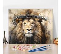 TISHIRON Paint by Number for Adults Majestic Lion of Judah Jesus for Adult Beginners Canvas Art Home Decor Artwork Painting by Numbers Canvas Gift 40x50cm