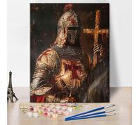 TISHIRON Paint by Number for Adults, Templar Knight Holding Sword Paint by Numbers, Warrior Painting by Numbers Kits, Warrior Artwork DIY Oil for Adults Painting Craft Kits for Adult, 40x50cm