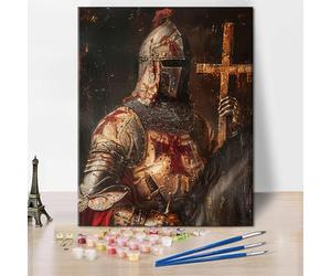 TISHIRON Paint by Number for Adults, Templar Knight Holding Sword Paint by Numbers, Warrior Painting by Numbers Kits, Warrior Artwork DIY Oil for Adults Painting Craft Kits for Adult, 40x50cm
