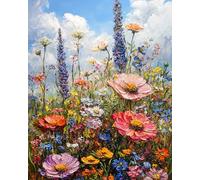 TISHIRON Paint by Number for Adults Wild Flowers of Daisies Paint by Numbers for Adults Beginner Sun Drenched Spring Summer Meadow Drawing Paintwork Paint Canvas Oil Painting 16” x 20”