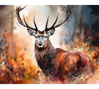 TISHIRON Paint by Number Majestic Red Deer Stag for Adults DIY Paint by Numbers Autumn Paint by Number for Adults Canvas Oil Hand Painting by Number Gift Art Crafts for Home 16x20 in