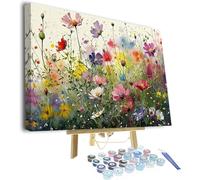 TISHIRON Paint by Numbers Adults Children Ink Painting Style Flowers Oil Painting DIY Hand Painted Oil Painting Kits with Brushes for Wall Art Decoration Home Decoration 16 x 20 Inches (with Frame)