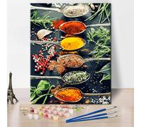 TISHIRON Paint by Numbers Adults, Painting for Adults - Herbs & Spices Still Life Painting, Culinary DIY Art Painting by Numbers - 16 x 20 Inches / 40 x 50 cm