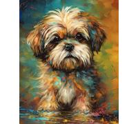TISHIRON Paint by Numbers Dog Canvas Painting by Numbers for Adults Shih Tzu Dog Painting by Numbers for Children Painting by Numbers Kits on Canvas Painting by Numbers for Beginners 16 x 20 Inches