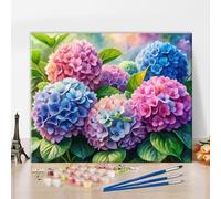 TISHIRON Paint by Numbers for Adults & Adult Paint by Number Kit - Watercolor Hydrangeas Bloom Floral Canvas, Beginner-Friendly DIY Painting Kit, Arts and Crafts for Adults - 16x20 Inch