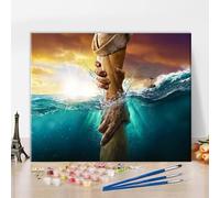 TISHIRON Paint by Numbers for Adults and Children Hand of God Adults Paint by Numbers Kits Jesus Religion Christianity Salvation Acrylic Painting with Brushes Oil Painting Crafts