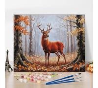 TISHIRON Paint by Numbers for Adults Beginner, Deer Adult Paint by Number Kits On Canvas, DIY Painting Kit on Canvas, Deer in The Snowy Forest by Number Canvas Arts Craft, 40x50cm