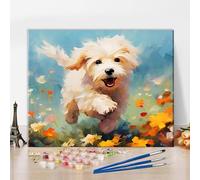 TISHIRON Paint by Numbers for Adults Beginner Dog Adult Paint by Number Kits Cute Animal Paint by Number DIY Oil Painting Kit on Canvas Dog Painting by Numbers for Adults Beginner, 40x50cm