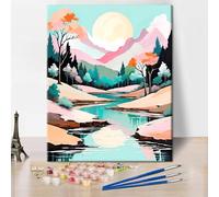 TISHIRON Paint by Numbers for Adults Beginner, Simple Painting Paint by Numbers, Mountain Landscape Paint by Number, Adult Paint-by-Number Kits DIY Color by Numbers for Adults, 40X50cm
