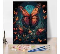 TISHIRON Paint by Numbers for Adults Butterflies on a Night Sky Paint Number Kits Butterflies Paint by Number DIY Oil Painting for Adults Paint by Number Kits Home Wall Decoration, 16 x20 Inch
