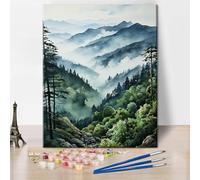 TISHIRON Paint by Numbers for Adults DIY Painting by Numbers for Adults Landscape of A Forest with Mists at Dawn in Autumn Adult Paint by Number Kit Gifts for Adults(16"x20", Frameless)