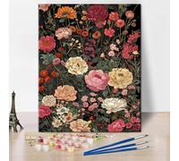 TISHIRON Paint by Numbers for Adults Flowers, Vibrant Floral Paint by Number, Adult Paint by Number Kits on Canvas,DIY Painting Kits for Adults, 40x50cm