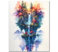 TISHIRON Paint by Numbers for Adults Nature Landscape Oil Hand Painting with Brushes Waterfall DIY Paint by Number Kits on Canvas Mountain Drawing Art Crafts for Home 16"x20"(Frameless)