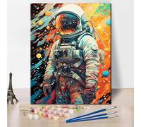 TISHIRON Paint by Numbers for Adults, Planet Astronaut Painting by Numbers for Adults, Galaxy Astronaut DIY Paint by Numbers Kits, Simple Painting by Numbers Home Decoration Crafts, 16x20 Inch
