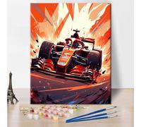 TISHIRON Paint by Numbers Kit for Adults Abstract Red Racing Car Art DIY Canvas Painting Set with Acrylic Paints and Brushes 16x20 Inch Modern Speed Themed Wall Decor Gift for Men