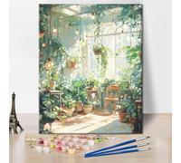 TISHIRON Paint by Numbers Kit for Adults Beginner Green Plants, Adult Paint by Number with Brushes Sunlight, DIY Acrylic Painting by Numbers for Home Wall Decor 16"x20"(Frameless)