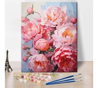 TISHIRON Paint by Numbers Kit for Adults - Bouquet of Pink Peonies Adult Paint by Number Kits, Floral Art Painting, DIY Canvas Kit for Beginners Relaxation, Arts and Crafts for Adults - 16x20 Inch
