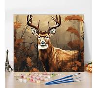 TISHIRON Paint by Numbers Kit for Adults, Digital Painting of a Whitetail Deer in The Autumn Forest with Brushes and Pigment, Animals Paint by Number DIY Art Crafts, 16x20 Inch