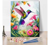 TISHIRON Paint by Numbers Kit for Adults Hummingbird Flower Floral Nature Bird Pattern Adult Paint by Number Kits on Canvas,DIY Oil Number Painting Kits for Home Wall Decor 40x50cm