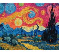 TISHIRON Paint by Numbers Kit for Adults, Starry Sky Paint by Numbers, Cityscape Adults' Paint-by-Number Kits, Starry Sky Adult Paint by Number Kits, 16X20 Inch Frameless Paint by Numbers
