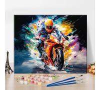 TISHIRON Paint by Numbers - Motorcycle Rider in Action on The Road - Adult Paint Kit - Unique Gift 16"x20", Frameless