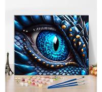 TISHIRON Paint by Numbers Set for Adults - Fantasy Blue Dragon Eye, 40 x 50 cm DIY Oil Painting with Brushes & Colours, Relaxing Art Project for Home