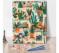 TISHIRON Plant Paint by Numbers for Adults, Botanical Adults Paint by Number Kits, Green Leaf DIY Acrylic Paint by Numbers Kits on Canvas, Oil Painting Kits 16"x20"(Frameless)