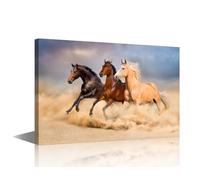 TISHIRON Posters and Prints Running Horses Modern Landscape Painting Pictures Canvas Wall Art for Living Room Office Home Decor Gallery-wrapped Canvas Art 1 Piece Set Framed Ready to Hang 24x16 in